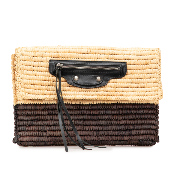 Pre-Loved Balenciaga Motocross Classic Envelope Giant 12 Raffia Clutch - Picture 1 of 12